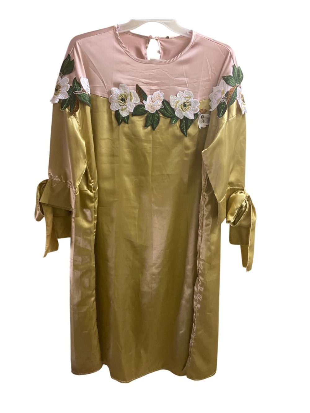 🆕 Ursime • Rose Gold • Satin • Floral • Embroidered • Dress